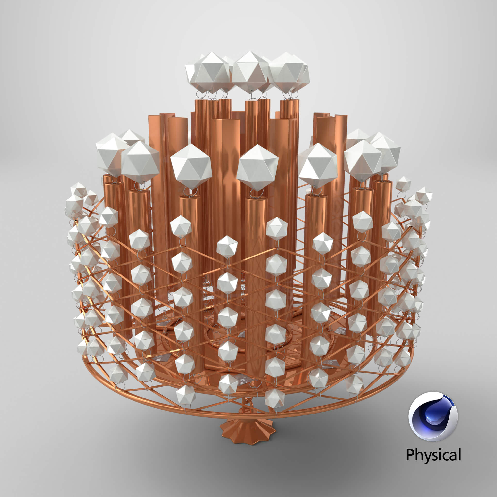 Copper Modern Modular Crystal Drum Chandelier 3D Model