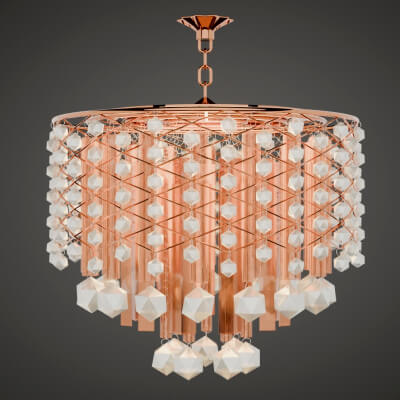 Copper Modern Modular Crystal Drum Chandelier