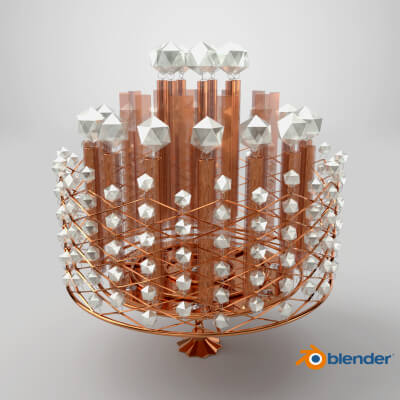 Copper Modern Modular Crystal Drum Chandelier
