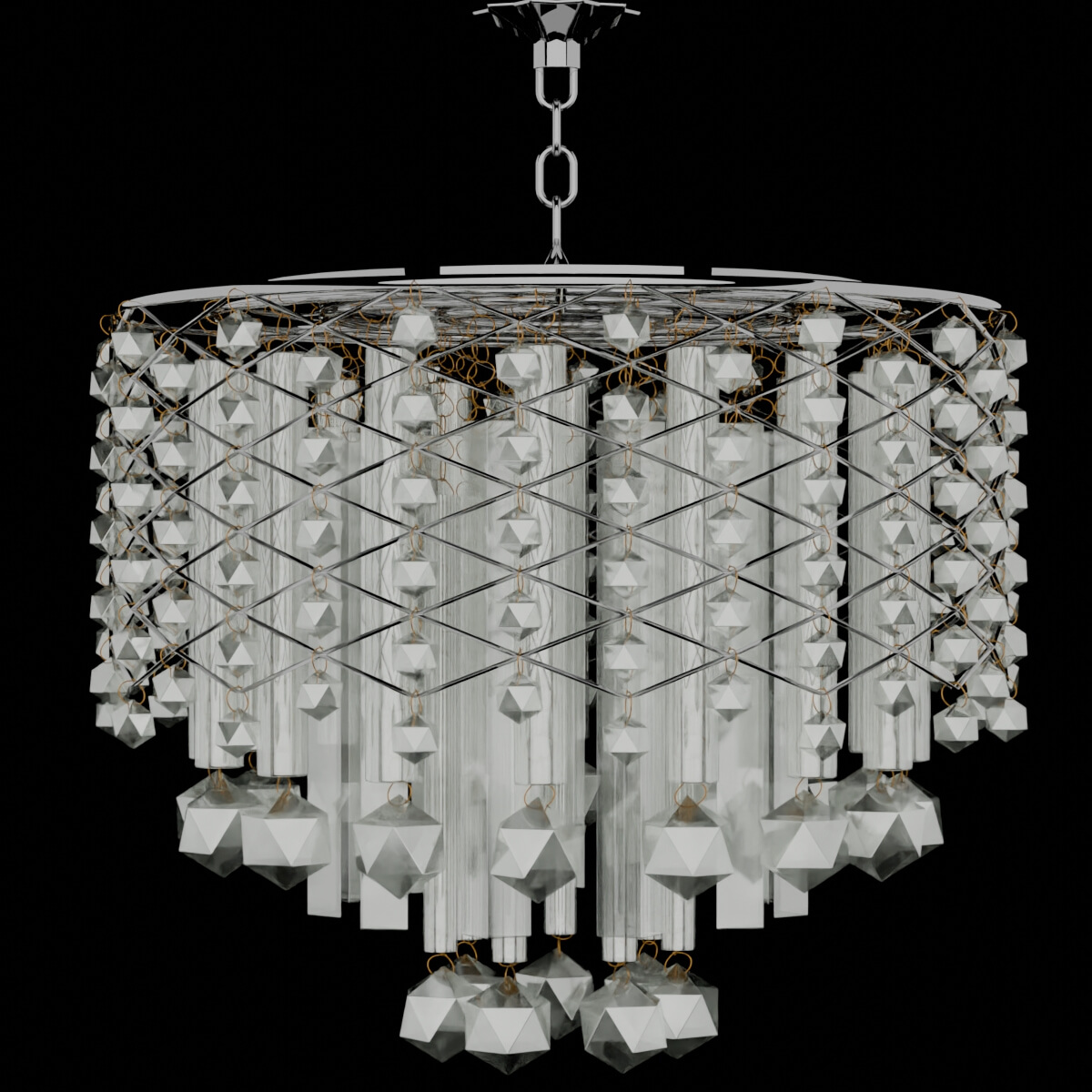 Silver Modern Crystal Drum Chandelier 3D Model