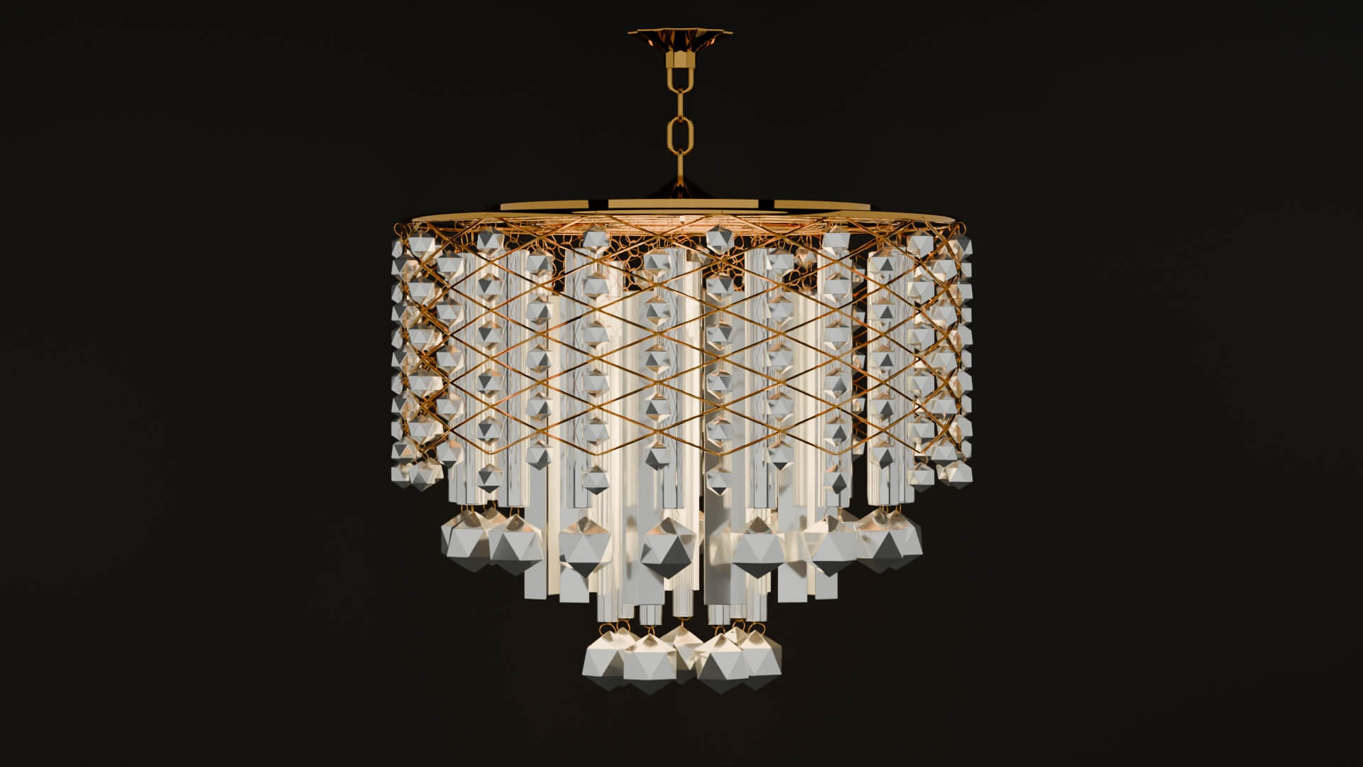 Silver Modern Crystal Drum Chandelier 3D Model