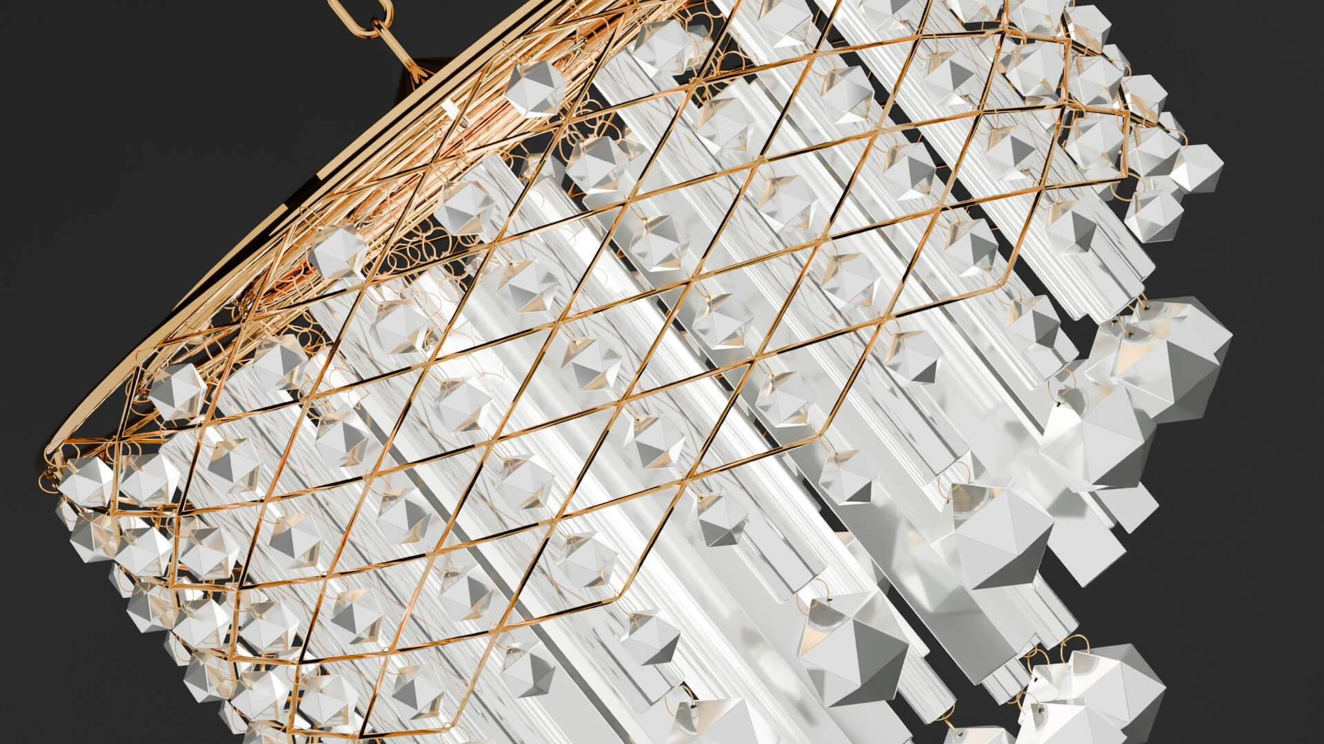 Silver Modern Crystal Drum Chandelier 3D Model