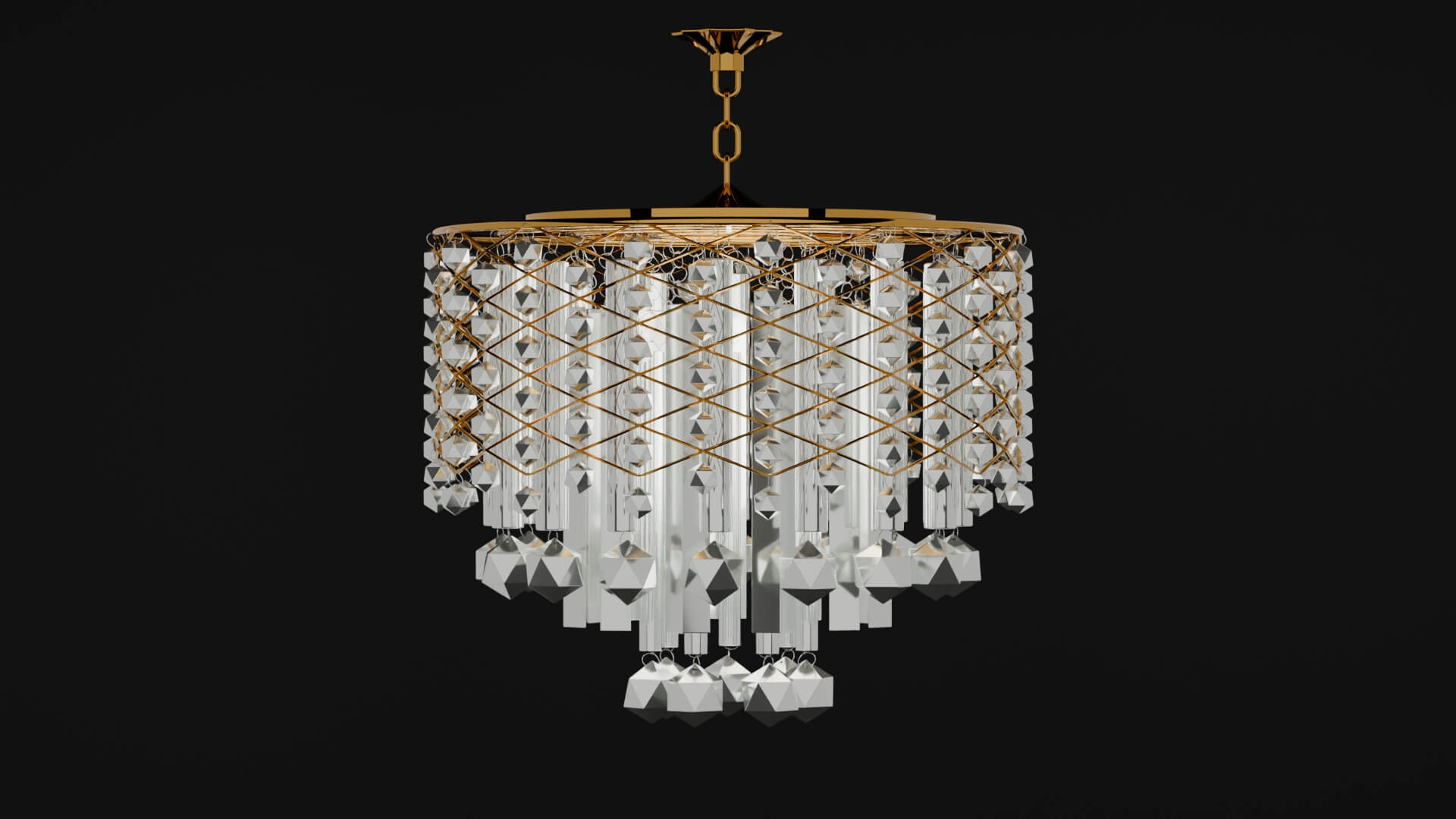 Silver Modern Crystal Drum Chandelier 3D Model