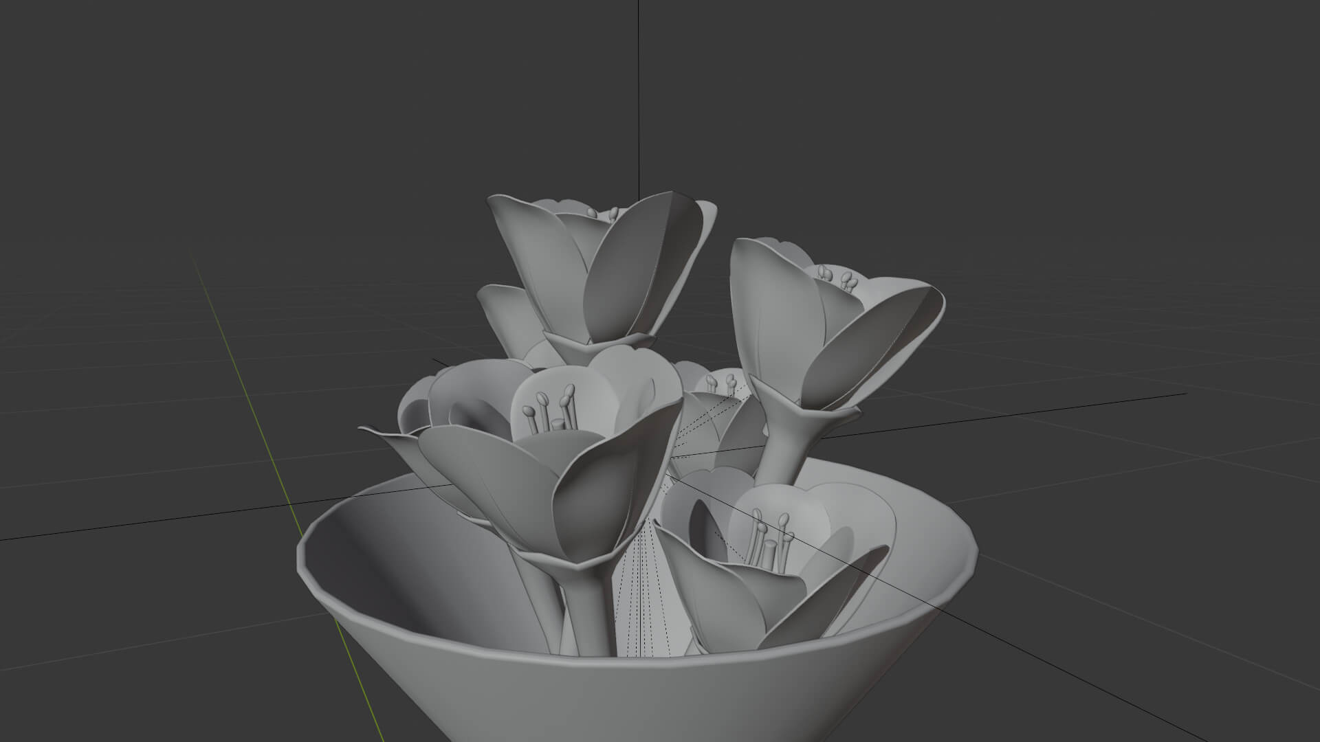 Tulip Flowers Vase Decor 3D Model