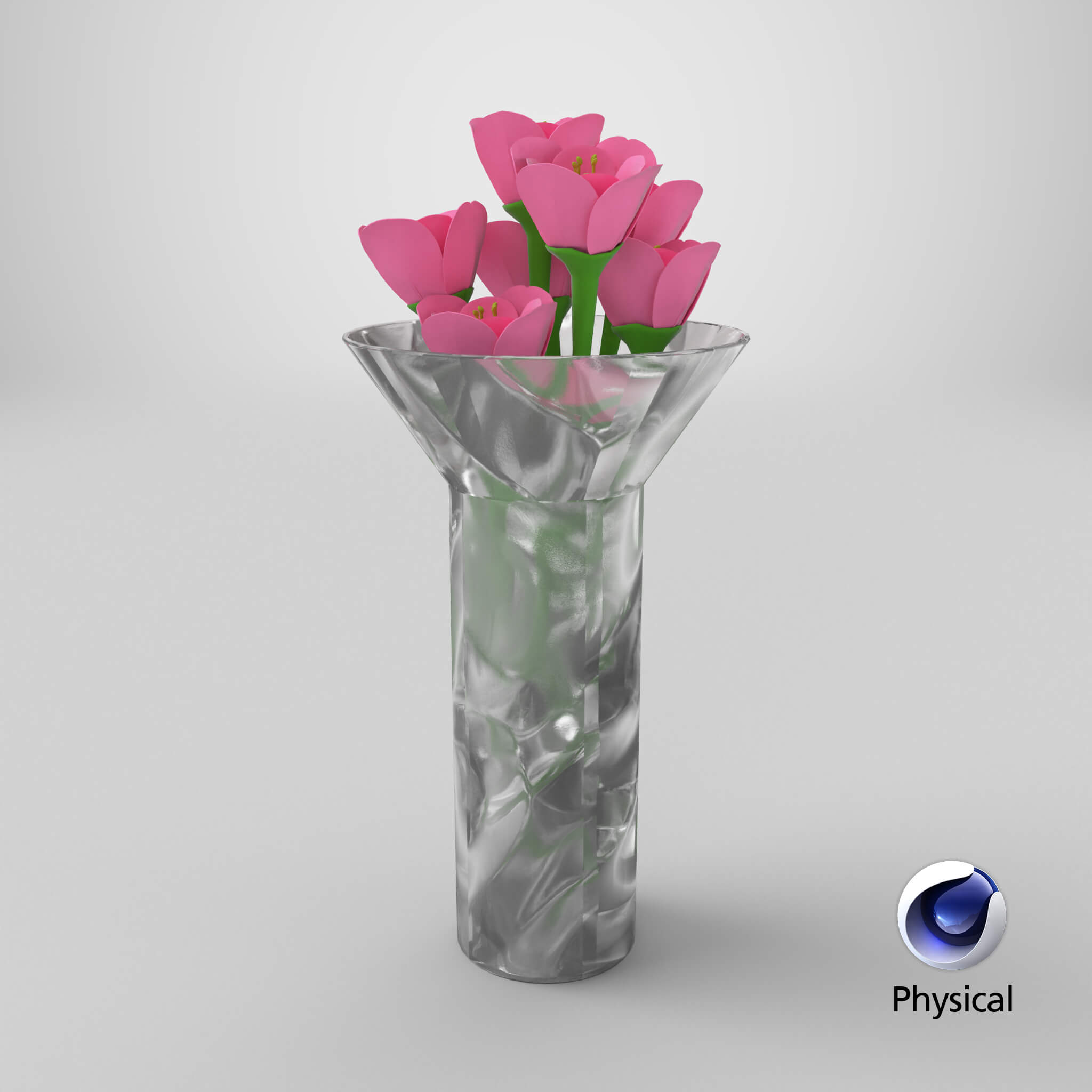 Tulip Flowers Vase Decor 3D Model