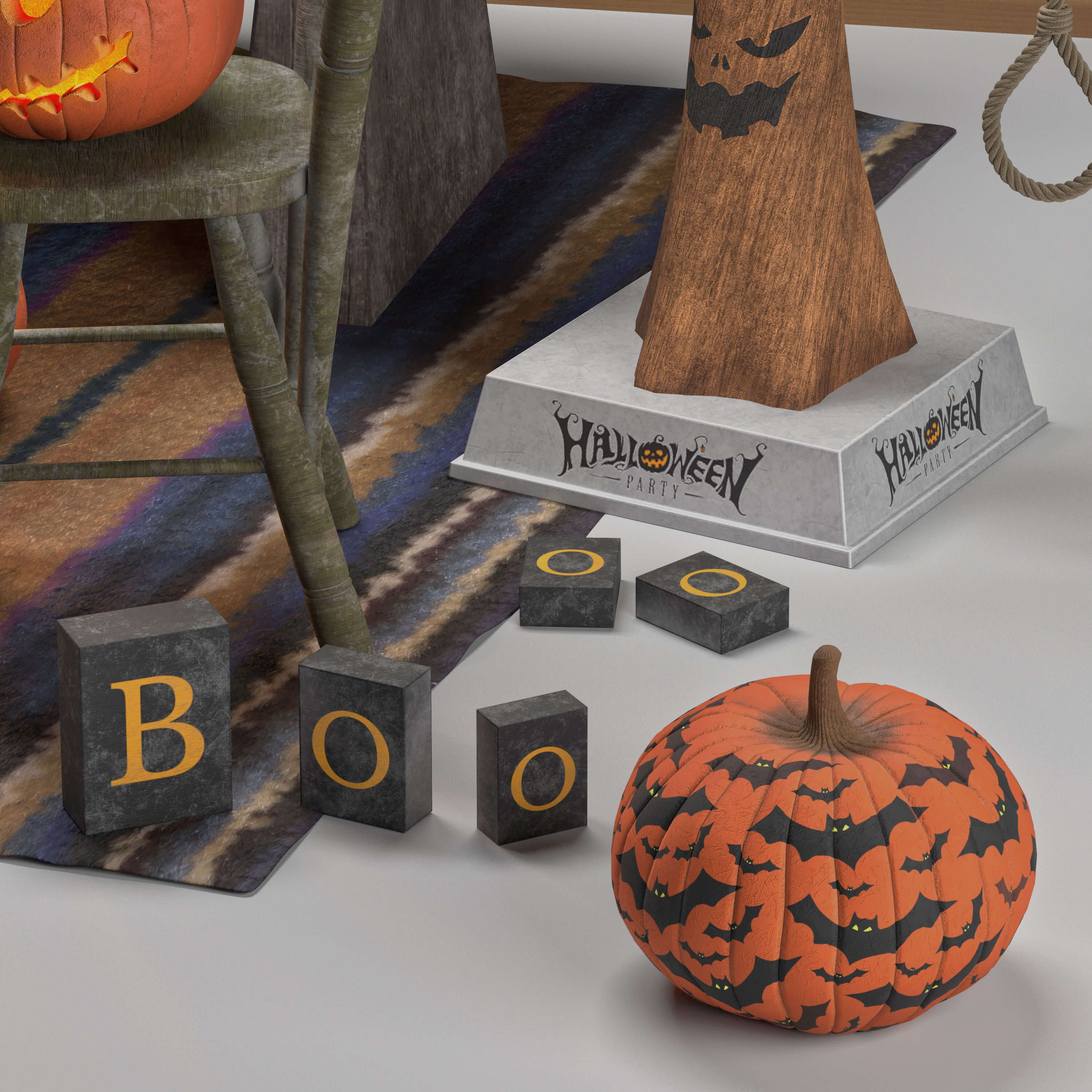 Decorative Set Halloween 3D Model