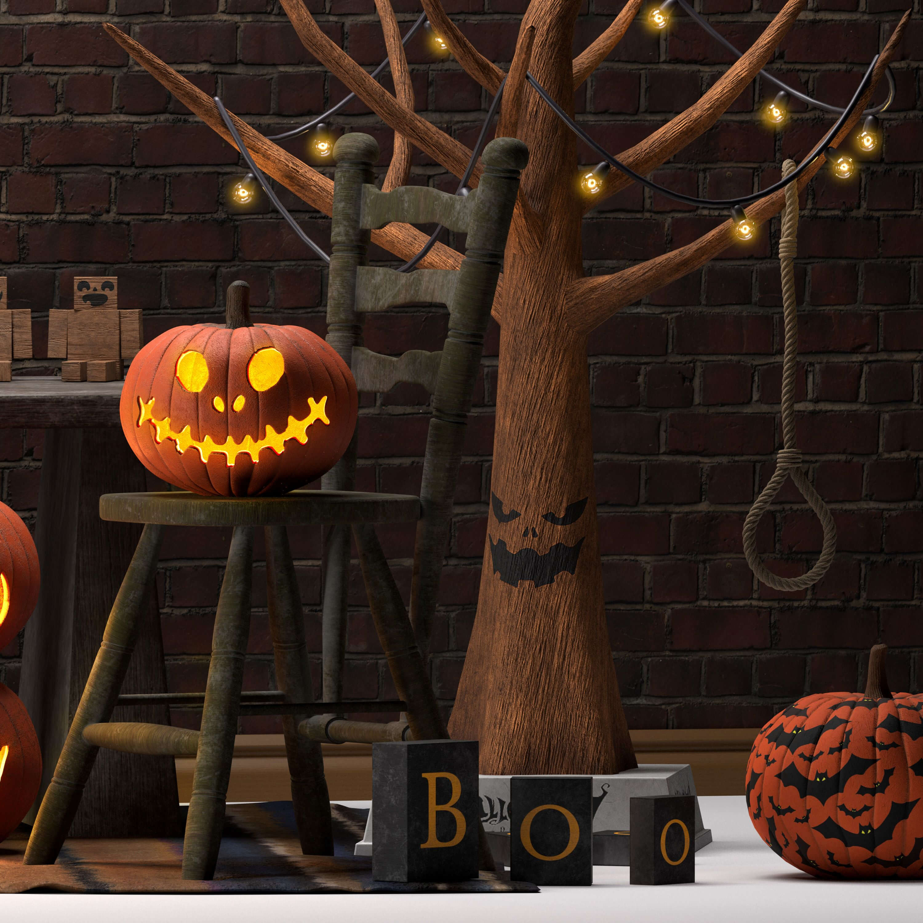 Decorative Set Halloween 3D Model
