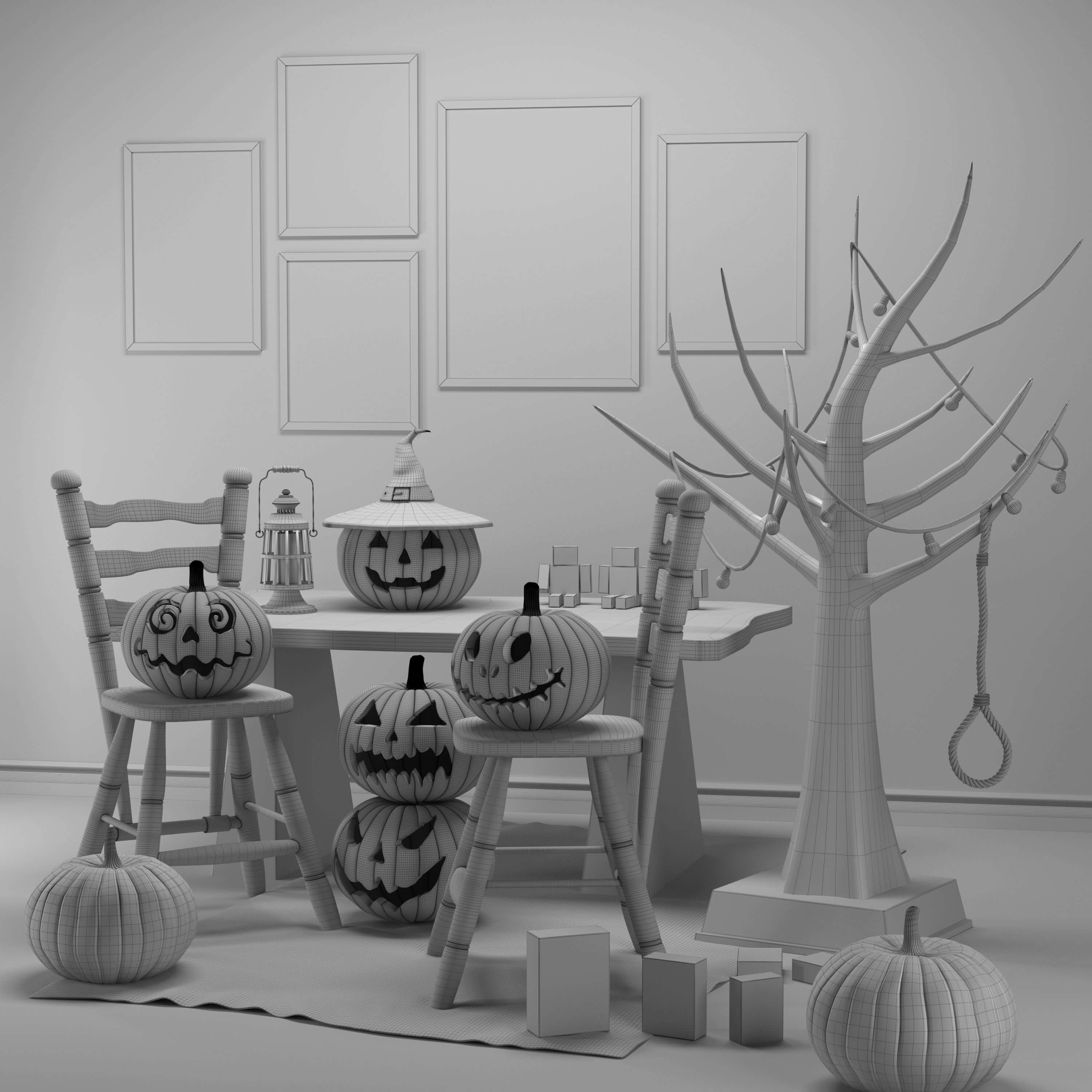 Decorative Set Halloween 3D Model
