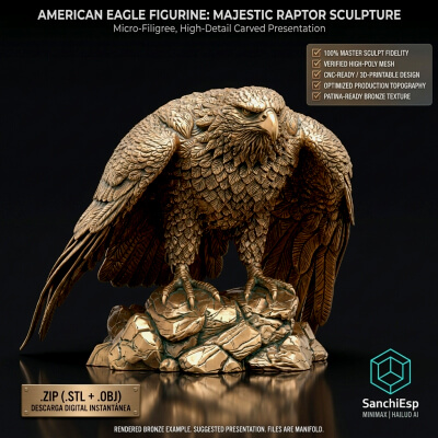 American Eagle Figurine 3D Model Sculpture Patriotic Statue
