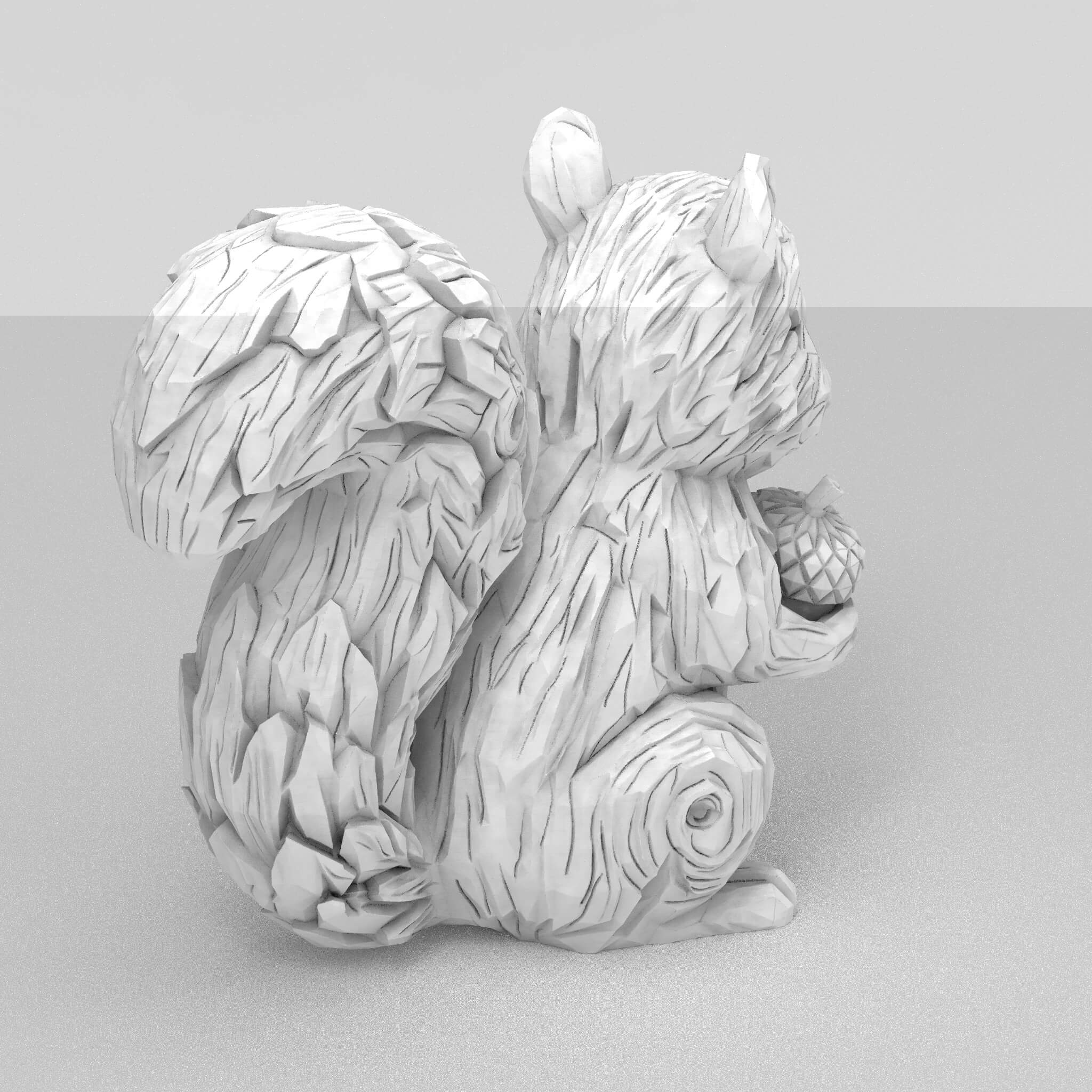 Cute Carved Wood Squirrel 3D Print Model 3D Model
