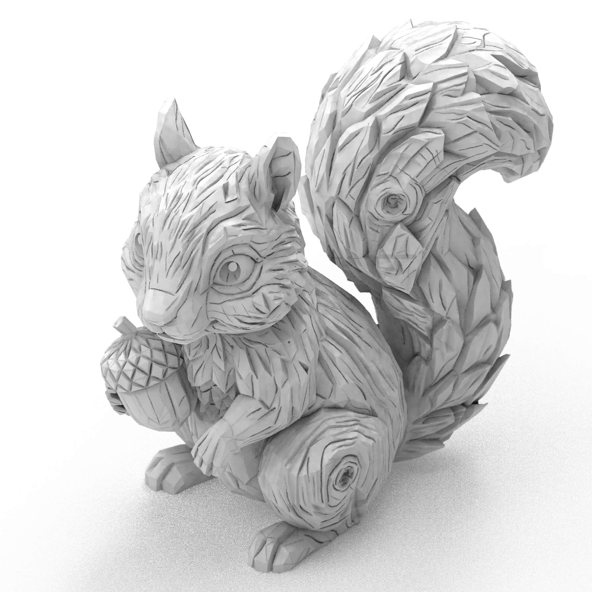 Cute Carved Wood Squirrel 3D Print Model 3D Model