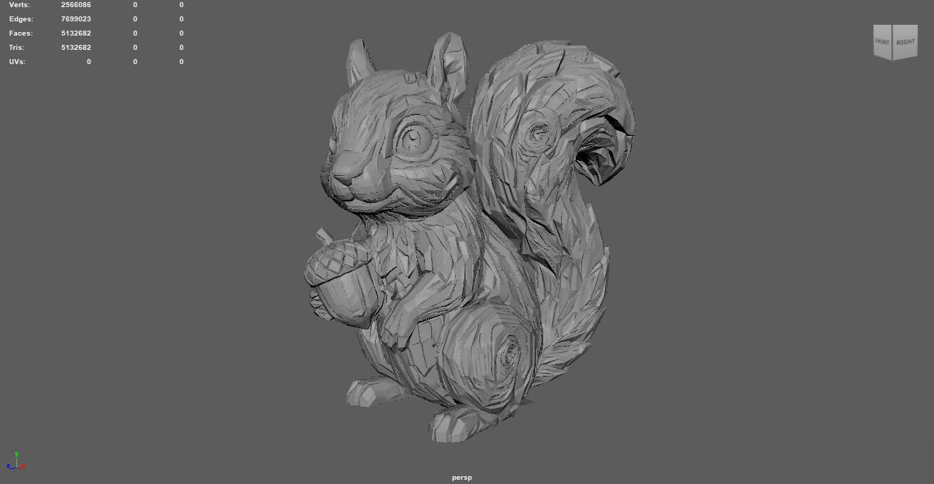 Cute Carved Wood Squirrel 3D Print Model 3D Model