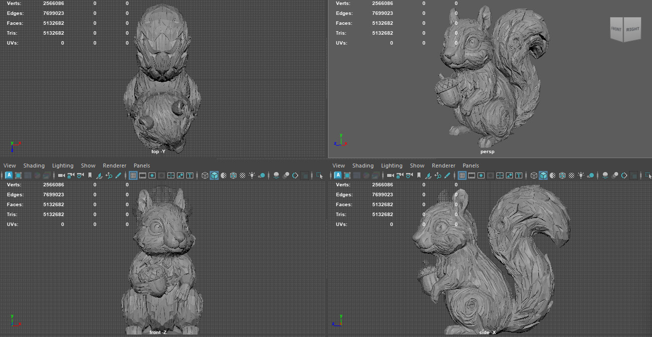 Cute Carved Wood Squirrel 3D Print Model 3D Model