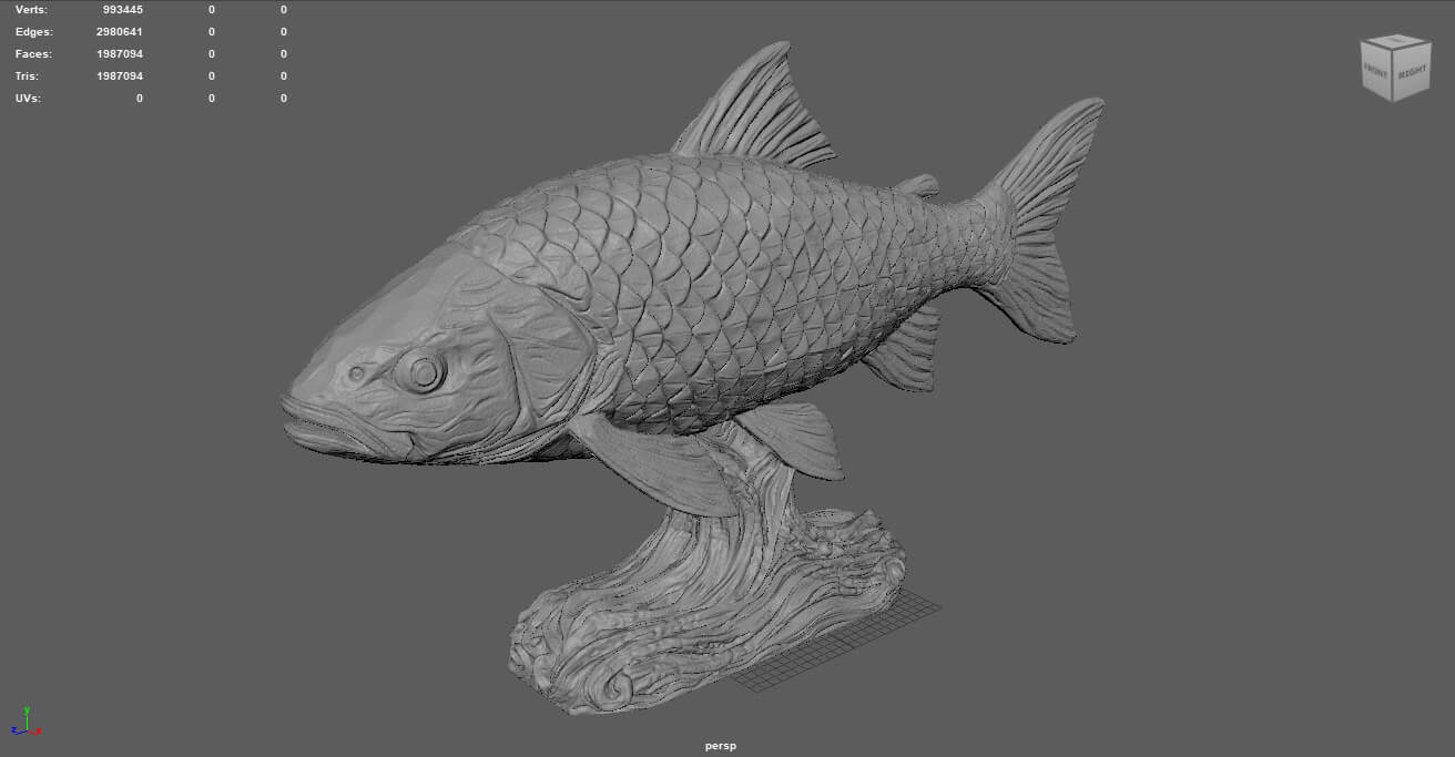 Detailed Fish Sculpture - Premium STL 3D Model