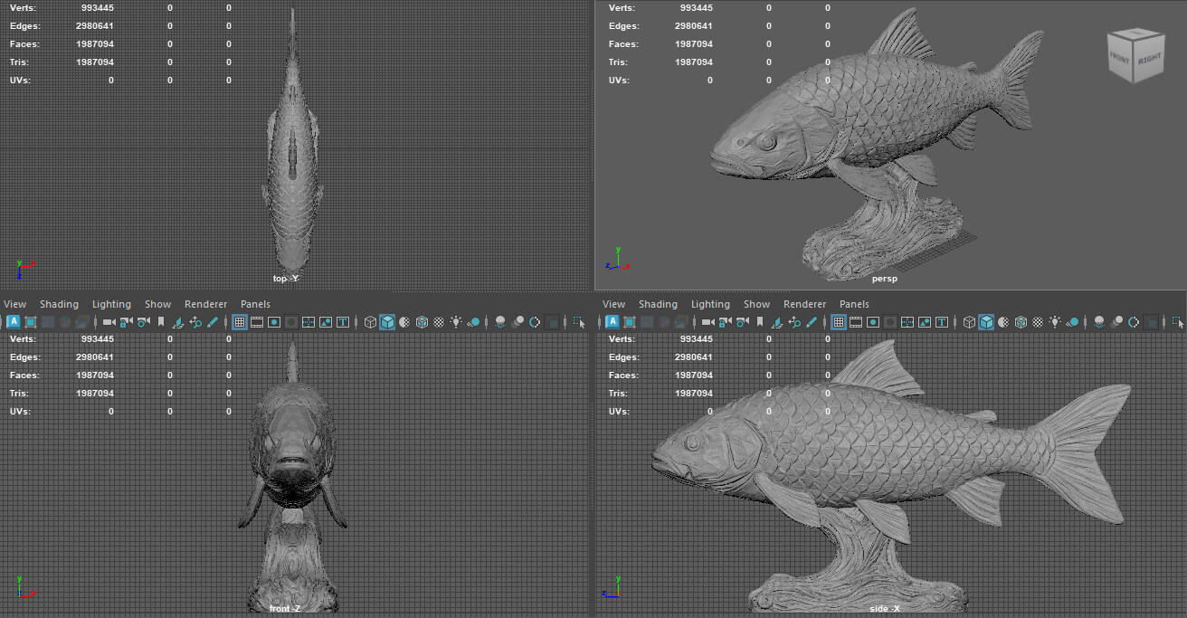 Detailed Fish Sculpture - Premium STL 3D Model