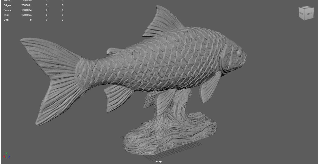 Detailed Fish Sculpture - Premium STL 3D Model