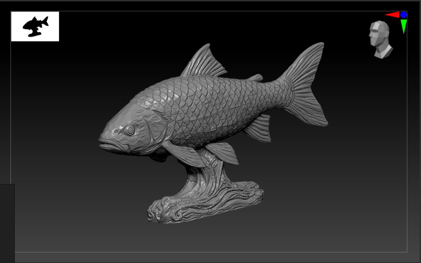 Detailed Fish Sculpture - Premium STL 3D Model