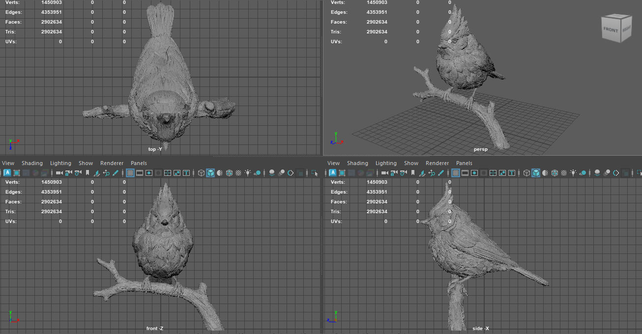 Handmade Wood Carved Northern Cardinal 3D Model