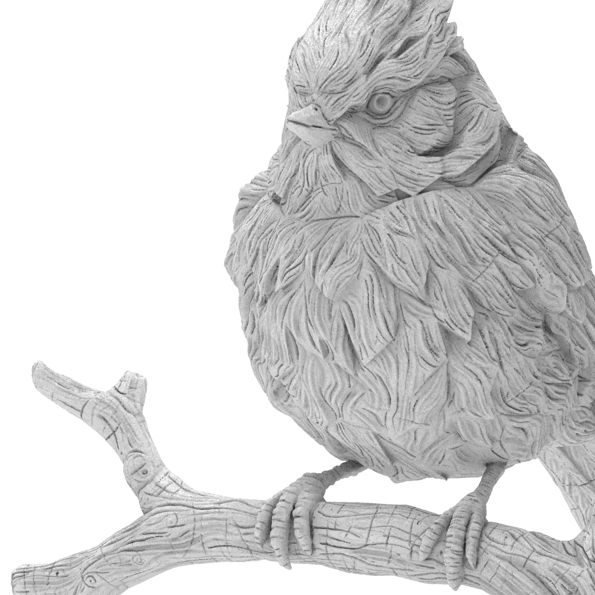 Handmade Wood Carved Northern Cardinal 3D Model