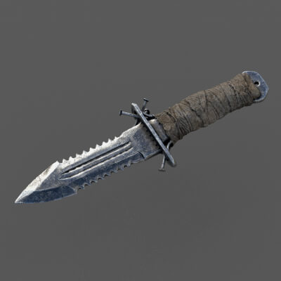 Post-Apocalyptic Survival Knife Low-Poly