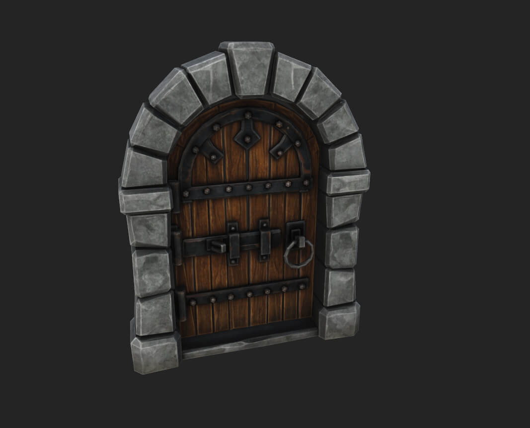 Stylized Medieval Dungeon Door - Low Poly 3D Model 3D Model