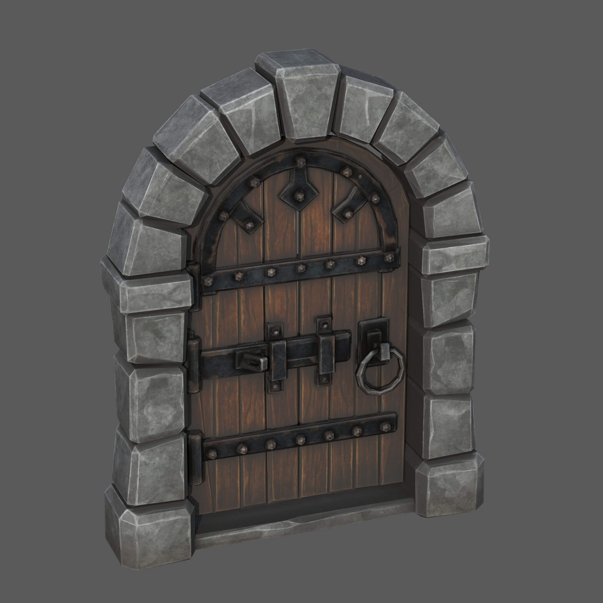 Stylized Medieval Dungeon Door - Low Poly 3D Model 3D Model