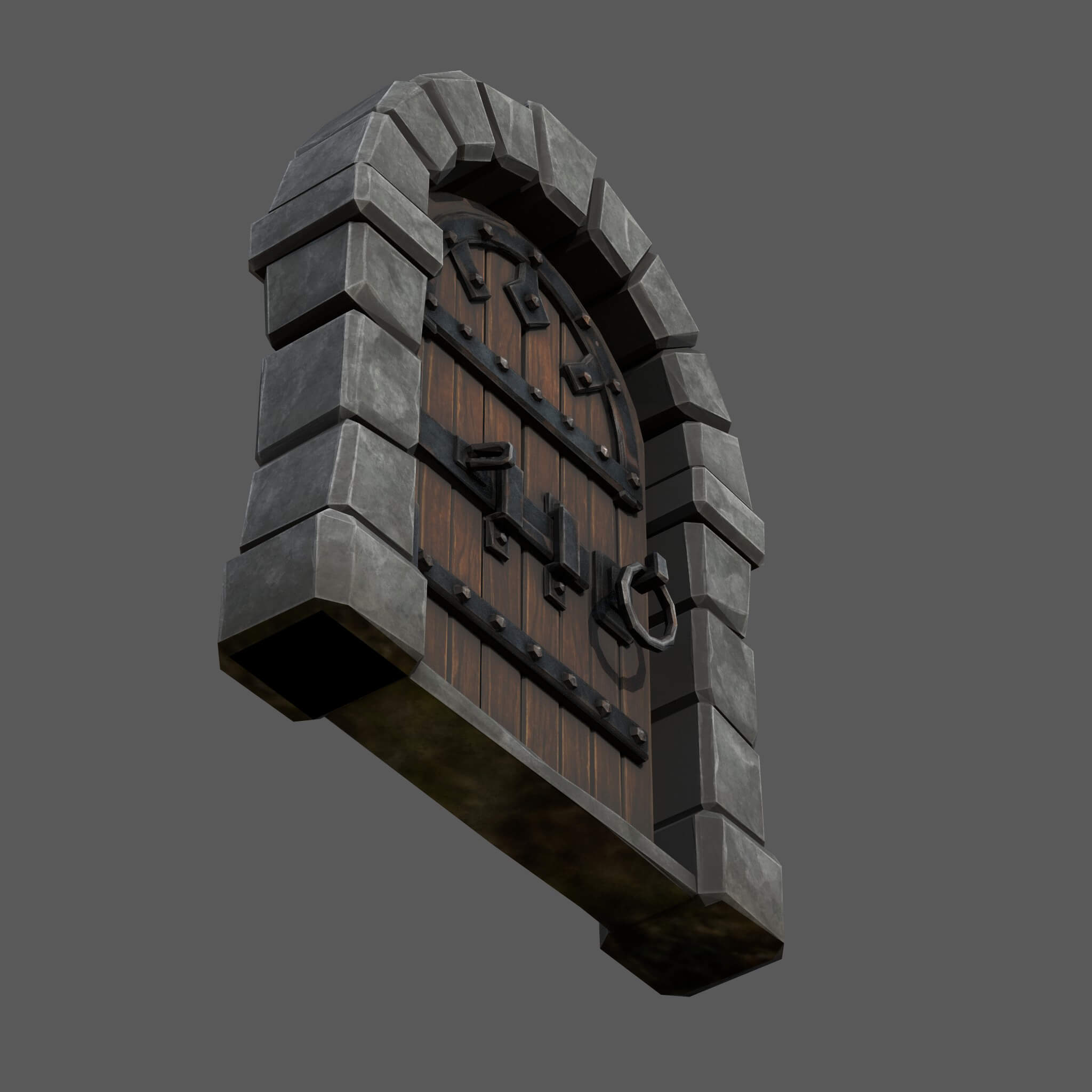 Stylized Medieval Dungeon Door - Low Poly 3D Model 3D Model