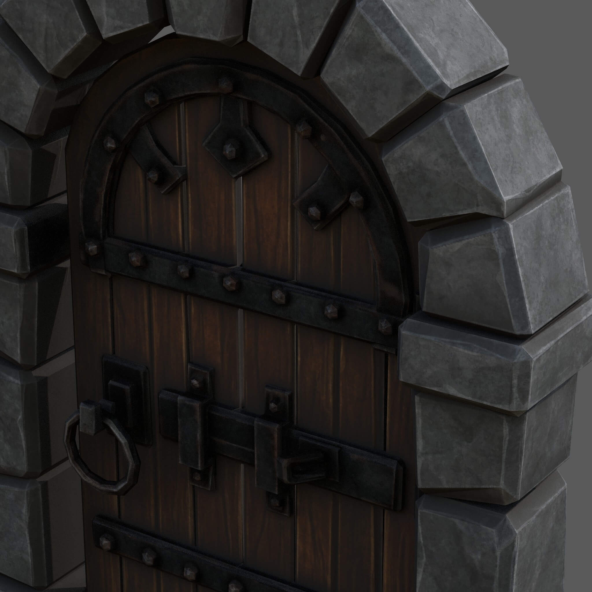 Stylized Medieval Dungeon Door - Low Poly 3D Model 3D Model