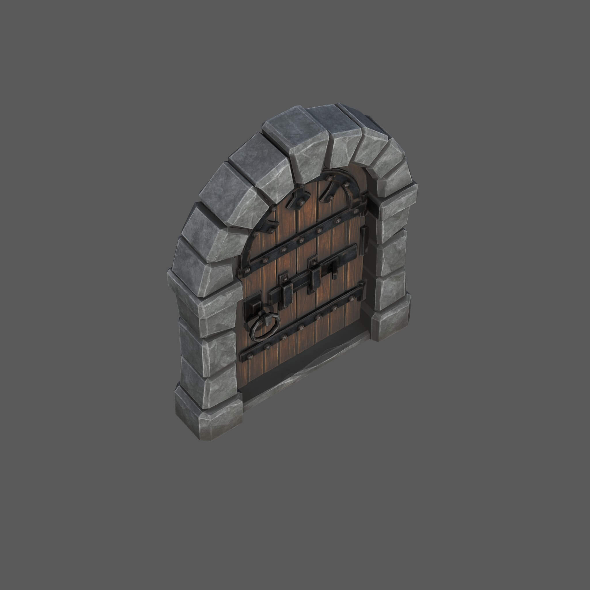 Stylized Medieval Dungeon Door - Low Poly 3D Model 3D Model