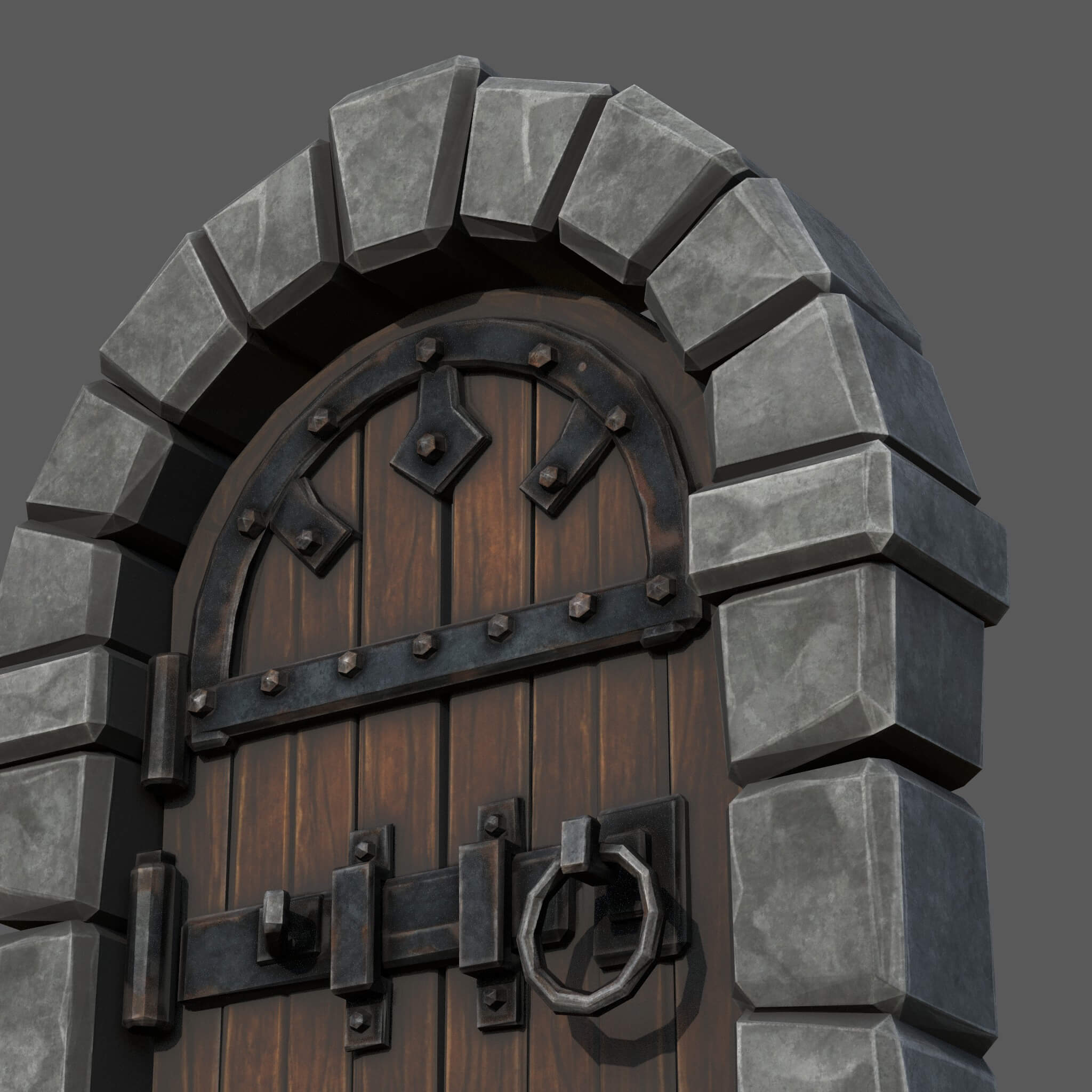 Stylized Medieval Dungeon Door - Low Poly 3D Model 3D Model