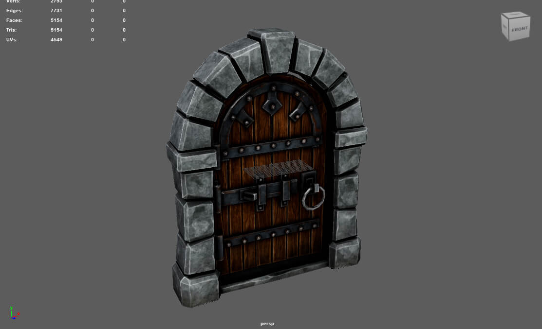 Stylized Medieval Dungeon Door - Low Poly 3D Model 3D Model
