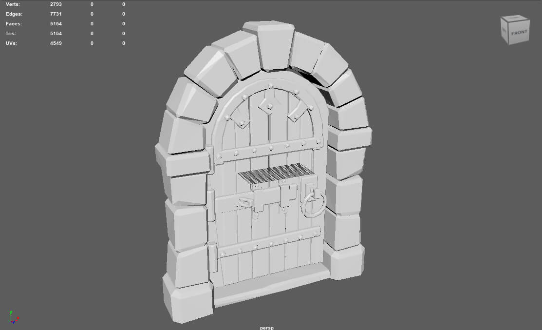Stylized Medieval Dungeon Door - Low Poly 3D Model 3D Model