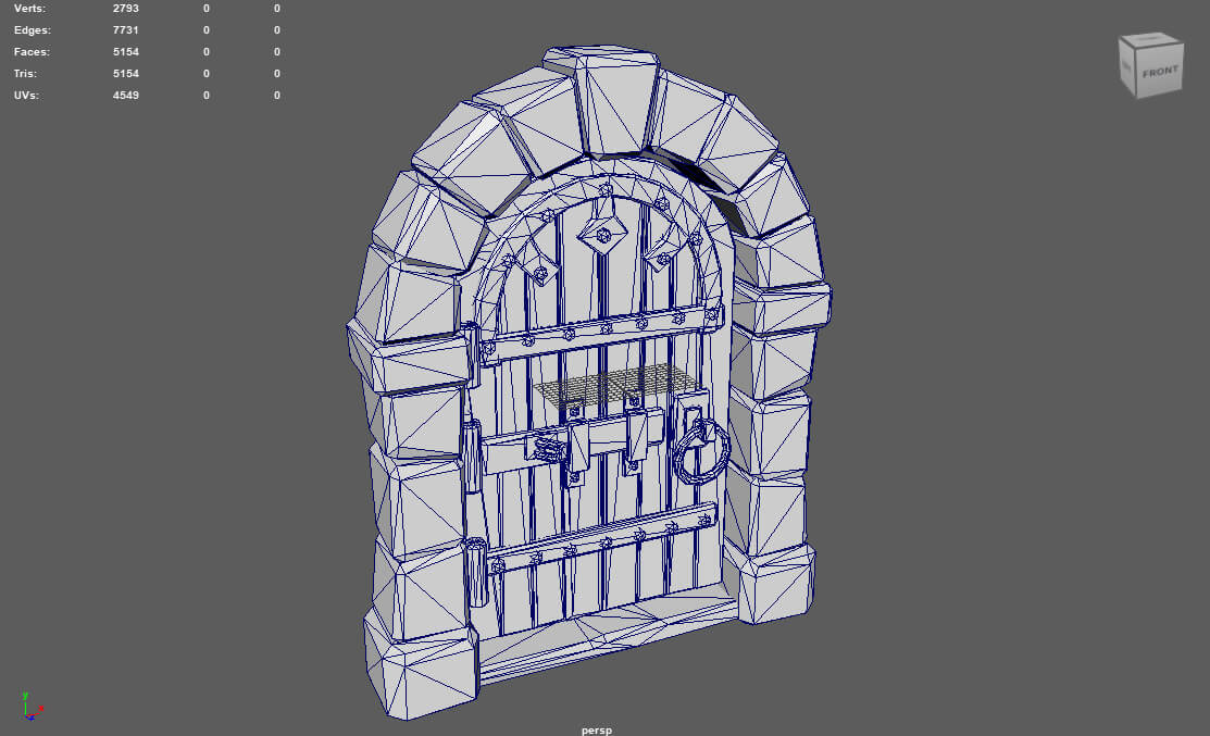 Stylized Medieval Dungeon Door - Low Poly 3D Model 3D Model