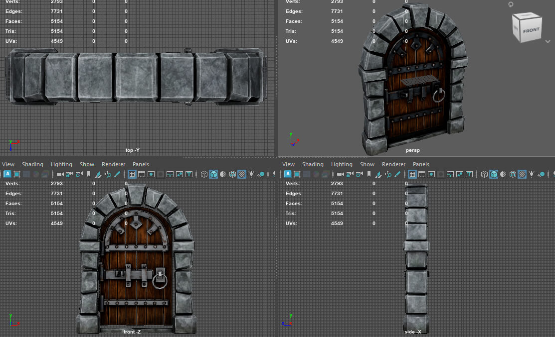 Stylized Medieval Dungeon Door - Low Poly 3D Model 3D Model