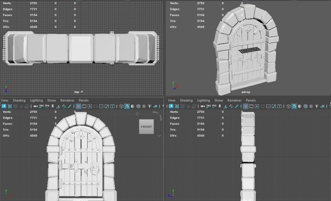 Stylized Medieval Dungeon Door - Low Poly 3D Model 3D Model