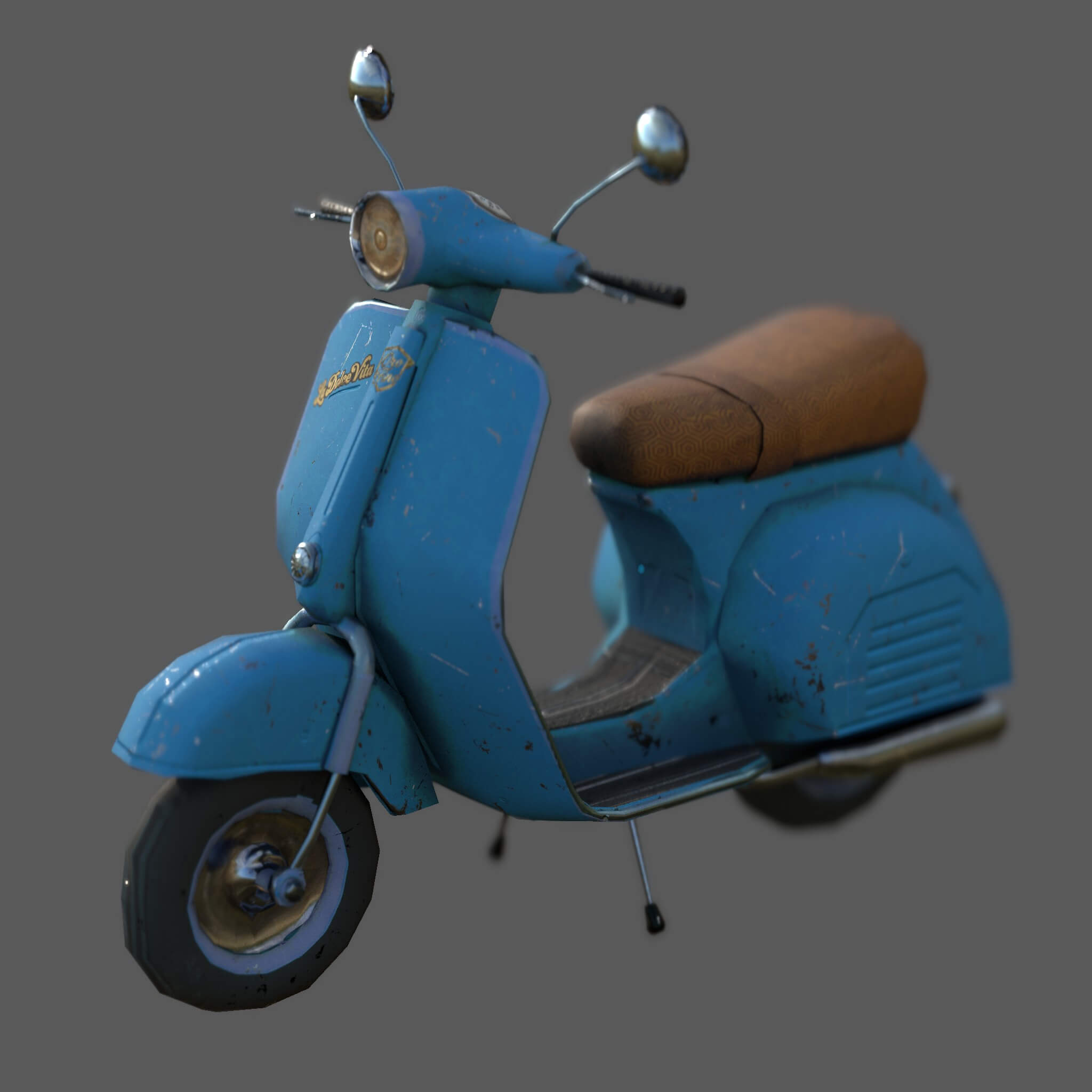 Stylized Retro Scooter Game Ready Low Poly 3D Model 5k Tris 3D Model