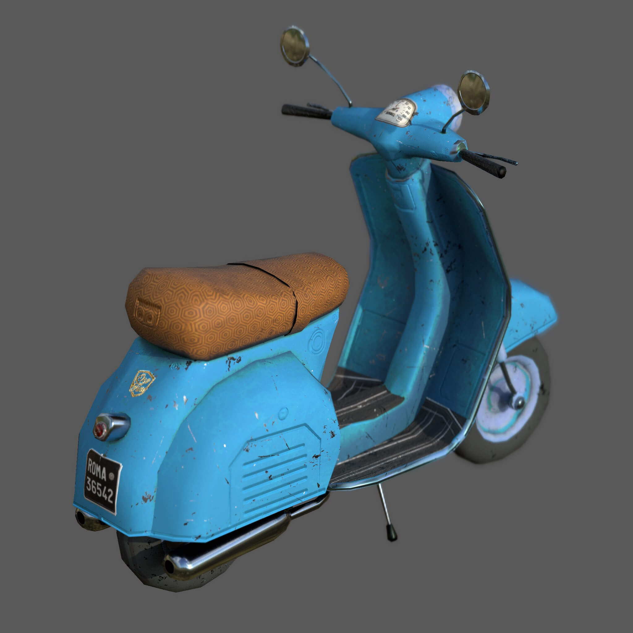 Stylized Retro Scooter Game Ready Low Poly 3D Model 5k Tris 3D Model