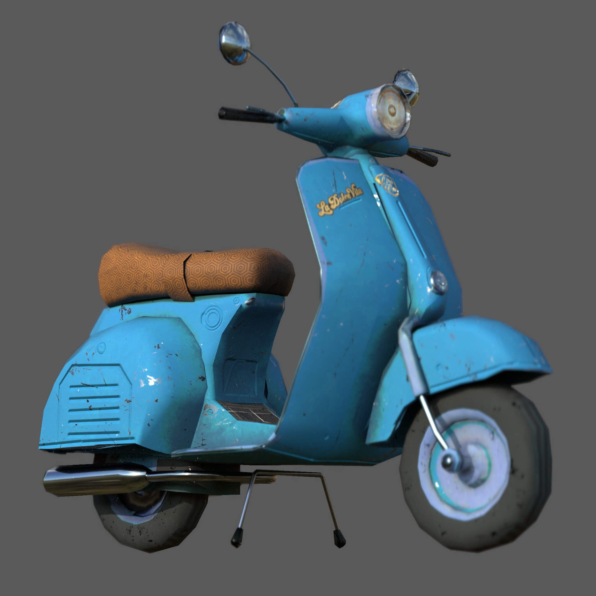 Stylized Retro Scooter Game Ready Low Poly 3D Model 5k Tris 3D Model