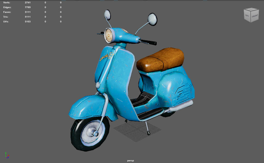 Stylized Retro Scooter Game Ready Low Poly 3D Model 5k Tris 3D Model