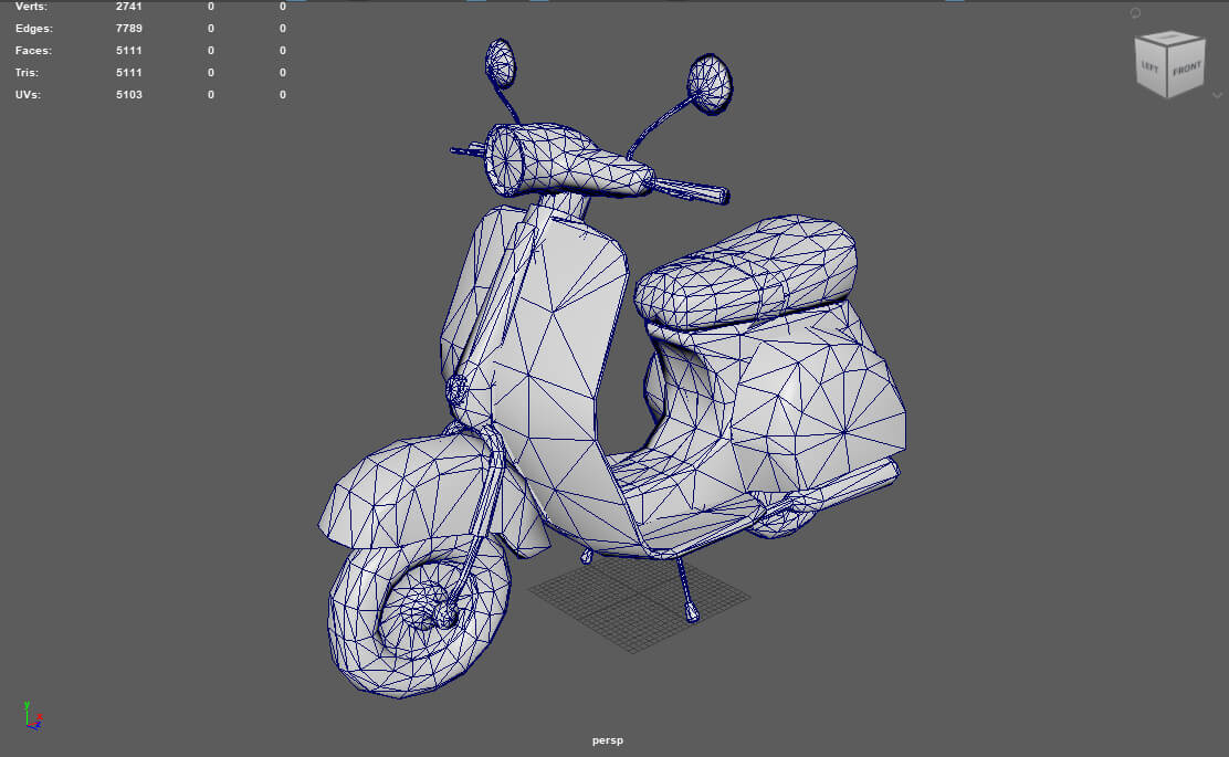 Stylized Retro Scooter Game Ready Low Poly 3D Model 5k Tris 3D Model