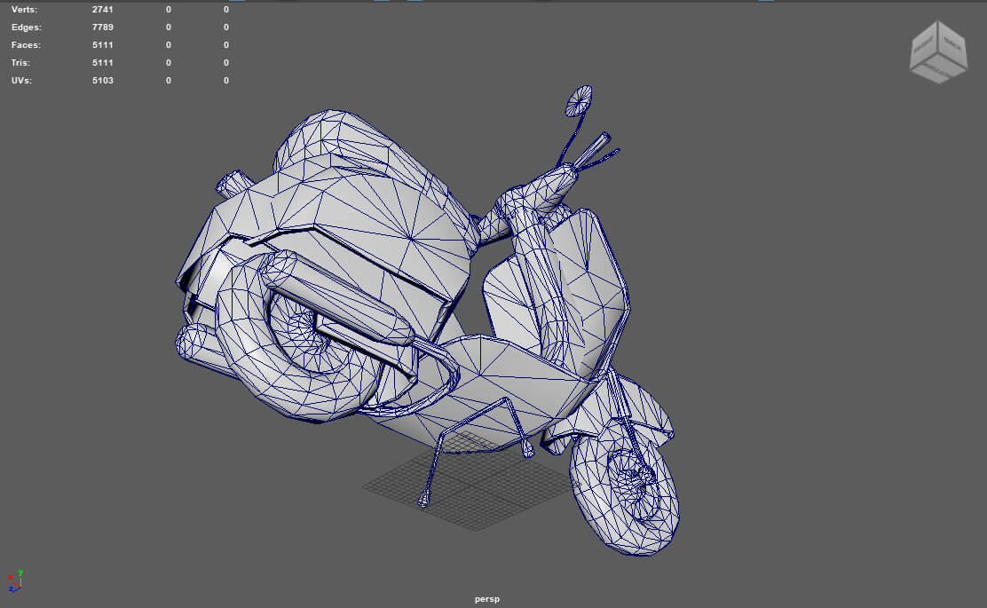 Stylized Retro Scooter Game Ready Low Poly 3D Model 5k Tris 3D Model