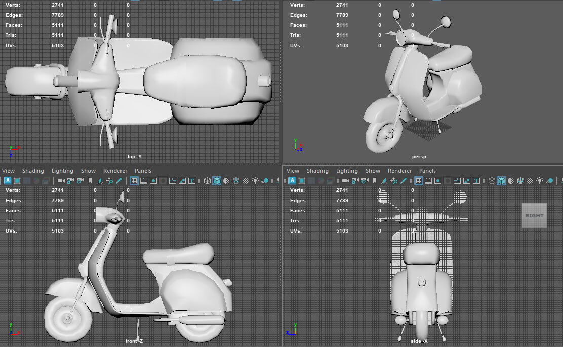 Stylized Retro Scooter Game Ready Low Poly 3D Model 5k Tris 3D Model