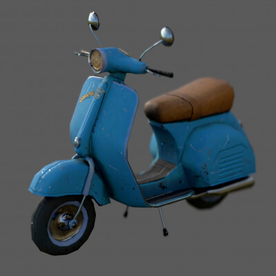 Stylized Retro Scooter Game Ready Low Poly 3D Model 5k Tris