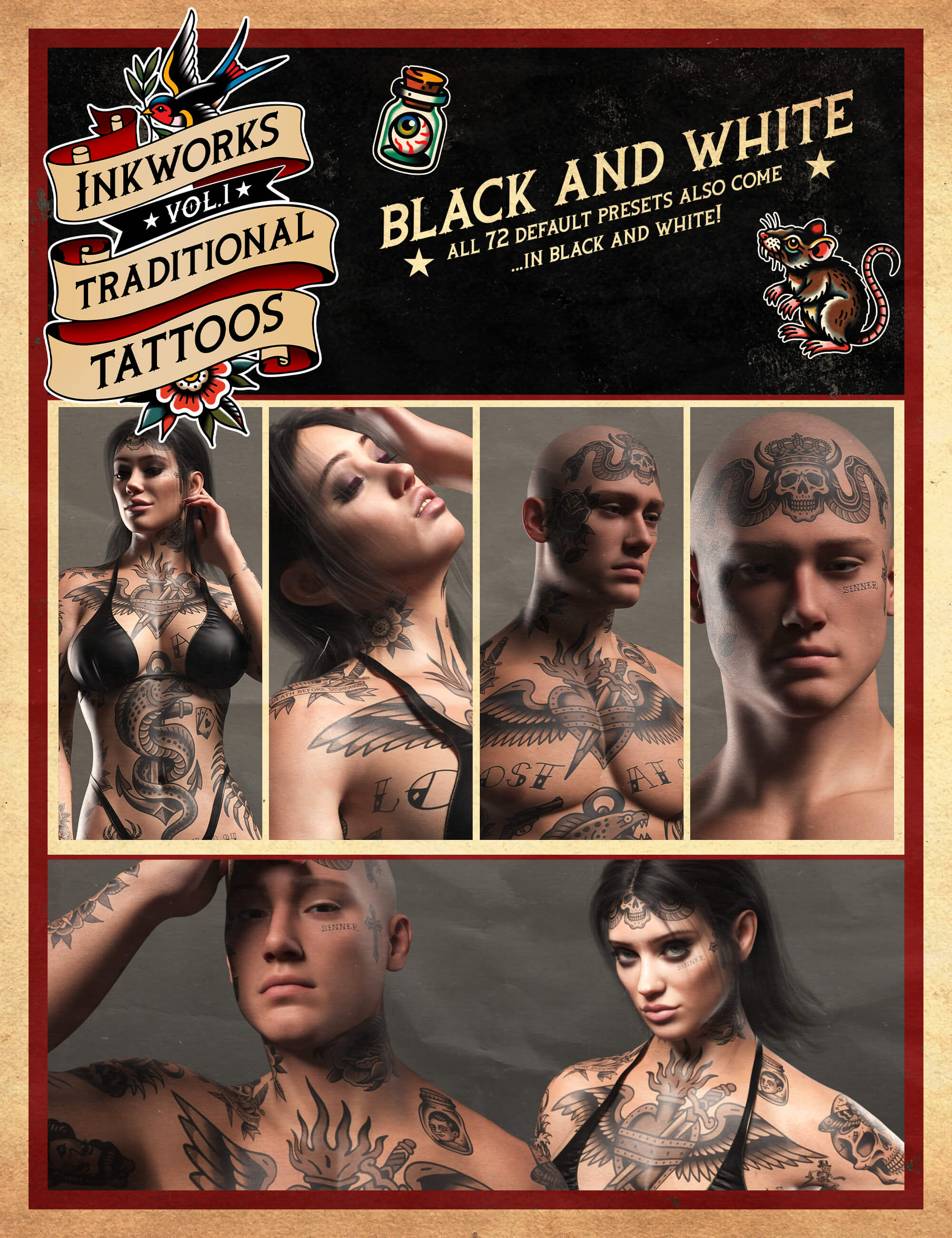 Inkworks Vol. 1 - Traditional Tattoos Daz Content