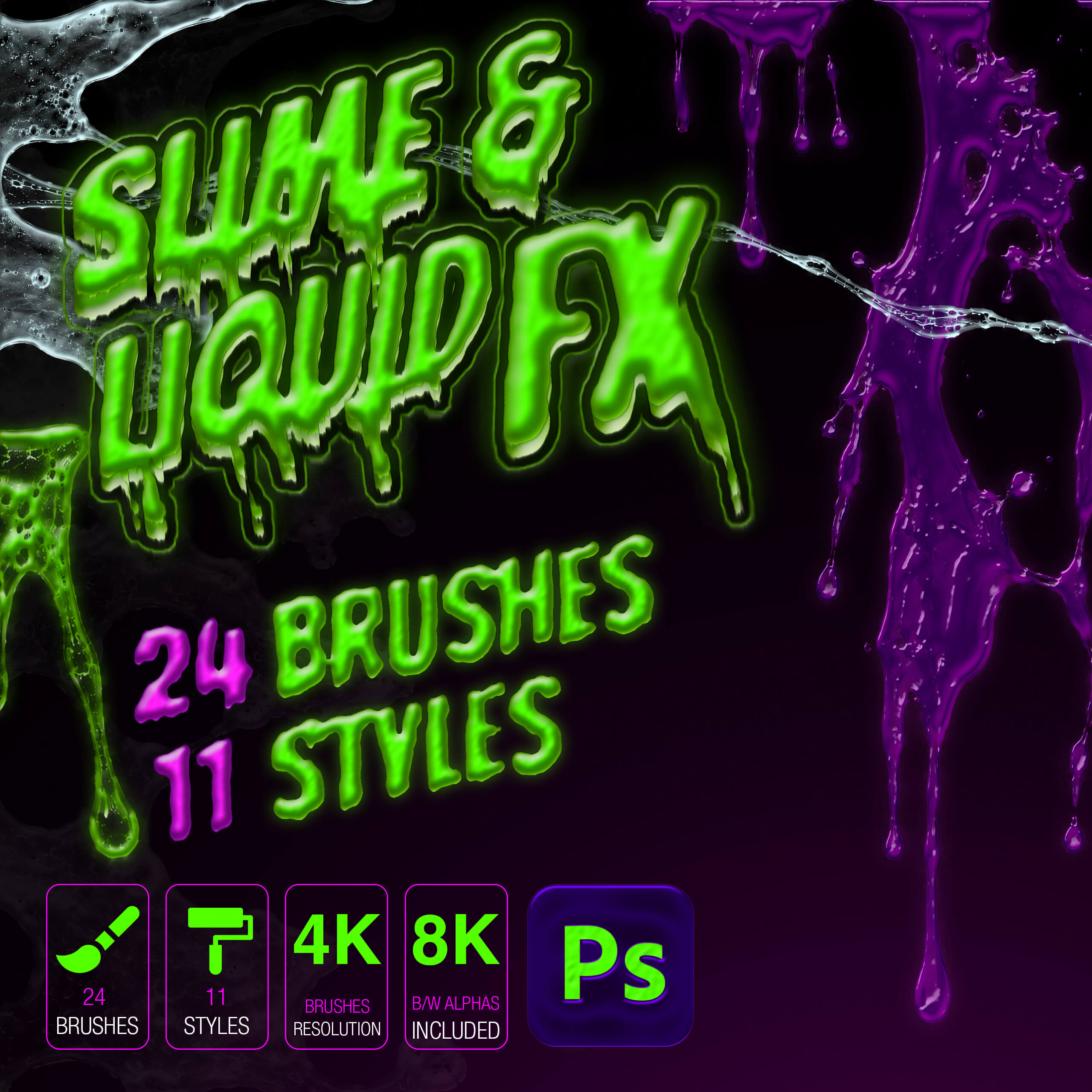 Slime & Liquid FX for Photoshop Brush or Tool