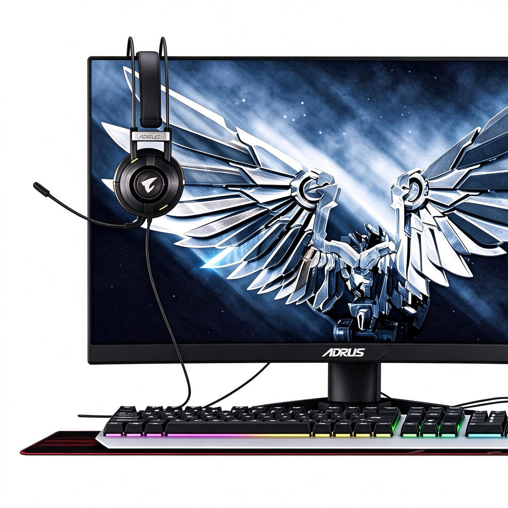 AORUS Gaming PC Set Flat and Curved Monitor 3D Model 3D Model