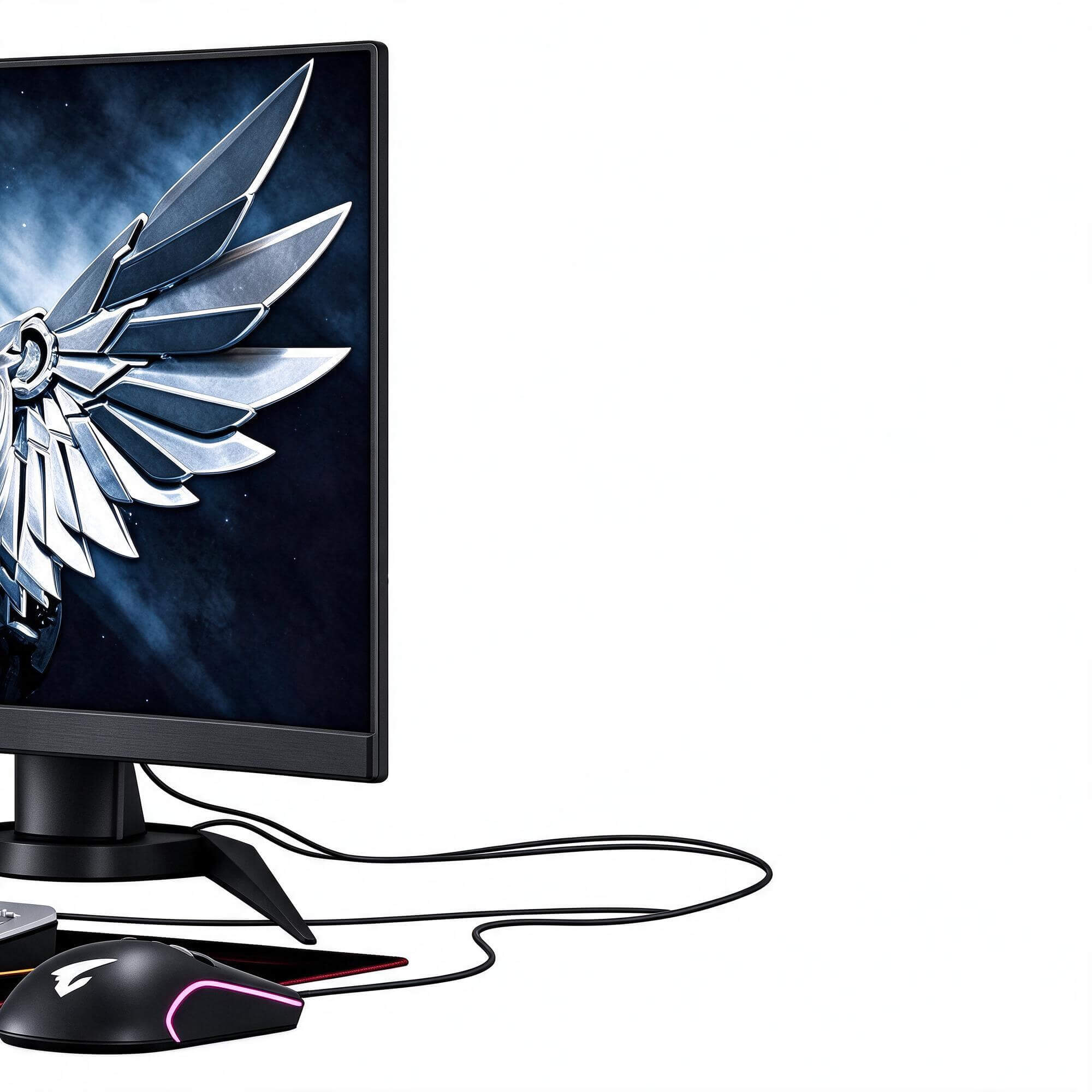 AORUS Gaming PC Set Flat and Curved Monitor 3D Model 3D Model