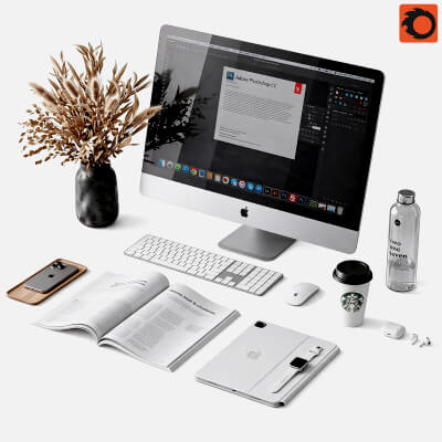 Apple Designer Desktop Workspace Set 3D Model 3D Model