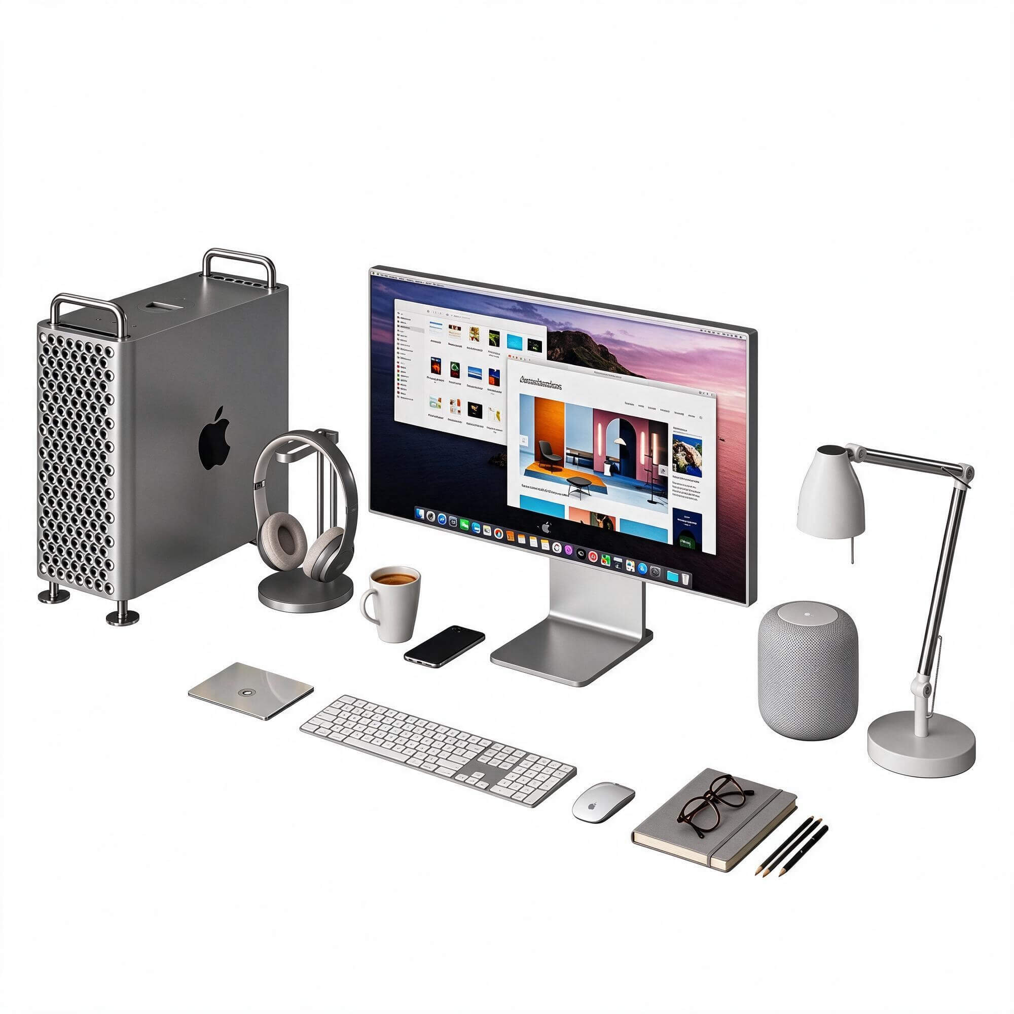 Apple Mac Pro Workstation Desktop Scene 3D Model 3D Model