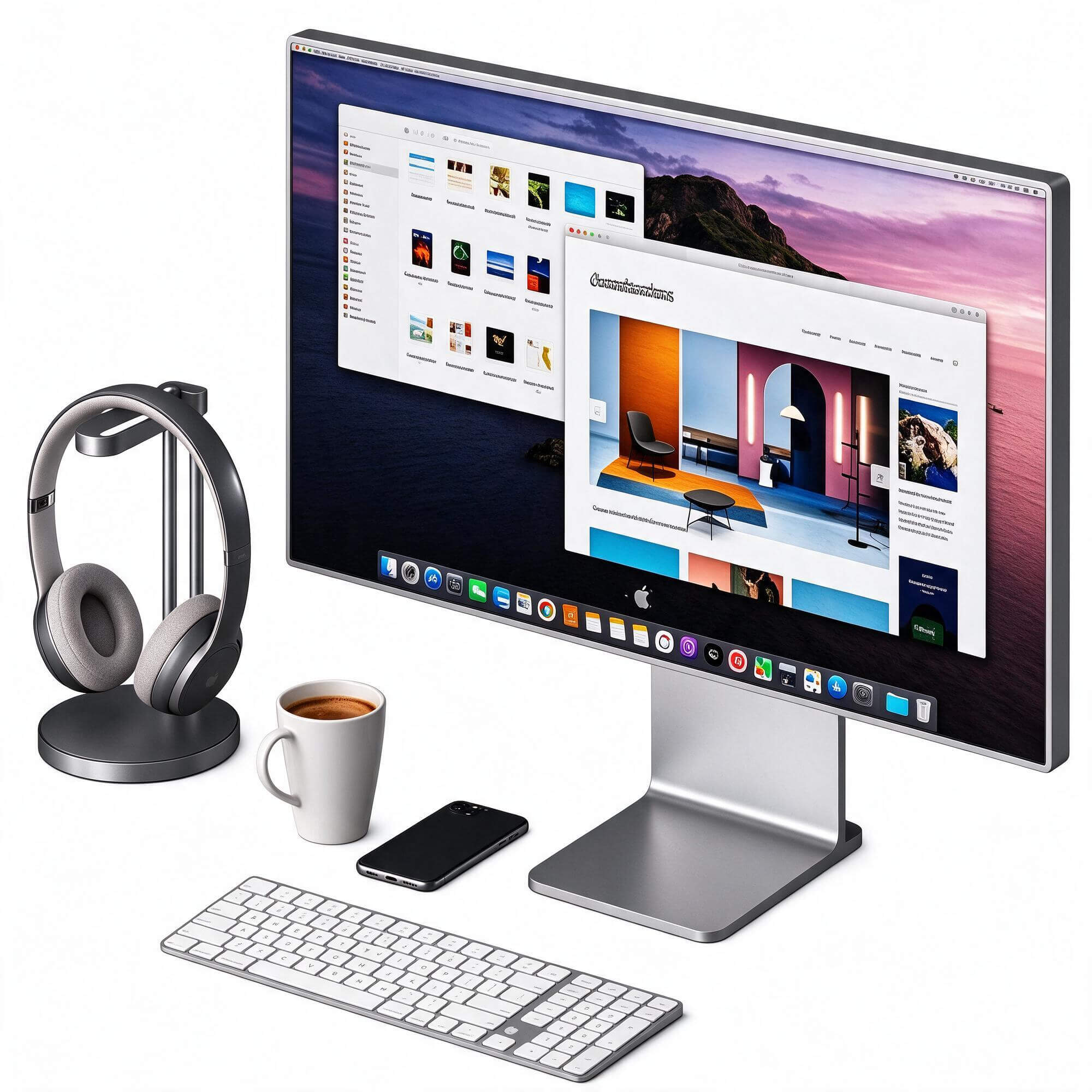 Apple Mac Pro Workstation Desktop Scene 3D Model 3D Model